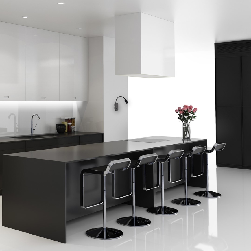 LED Flexibler Wandleuchte BASE 1xLED/8W+1xLED/2W/230V schwarz/silber