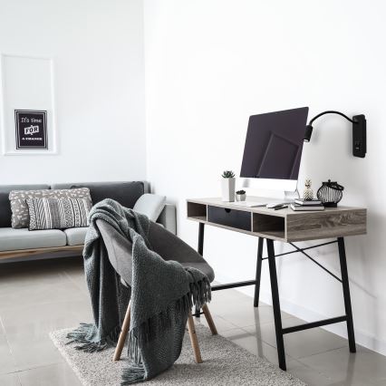 LED Flexibles Wandleuchte mit USB BASE 1xLED/8W+1xLED/2W/230V schwarz