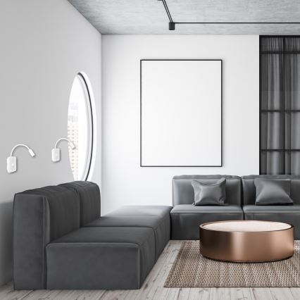 LED Flexibler Wandleuchte mit USB BASE 1xLED/8W + 1xLED/2W/230V weiß