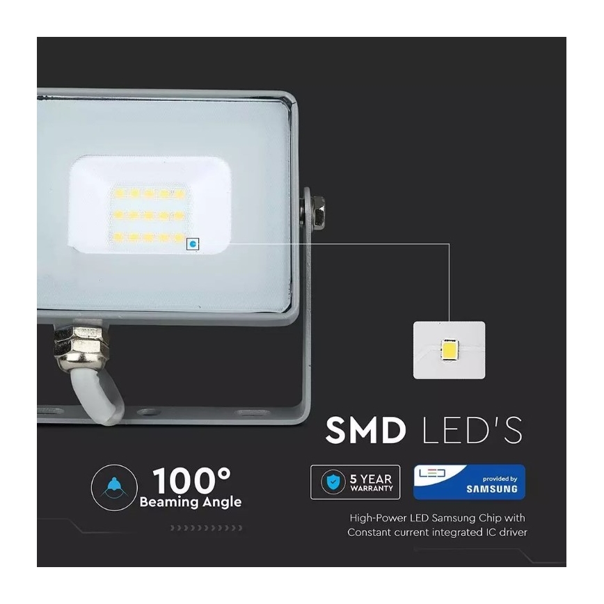 LED-Flutlicht SAMSUNG CHIP LED/10W/230V IP65 4000K grau