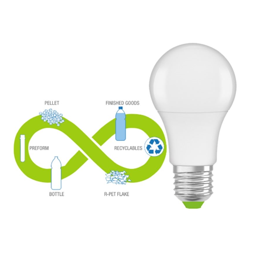 LED-Glühbirne aus recyceltem Kunststoff E27/10W/230V 2700K - Ledvance