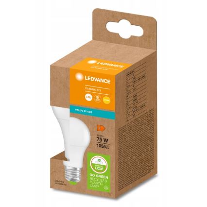 LED-Glühbirne aus recyceltem Kunststoff E27/10W/230V 2700K - Ledvance