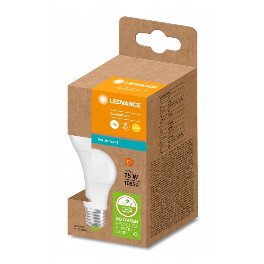 LED-Glühbirne aus recyceltem Kunststoff E27/10W/230V 2700K - Ledvance