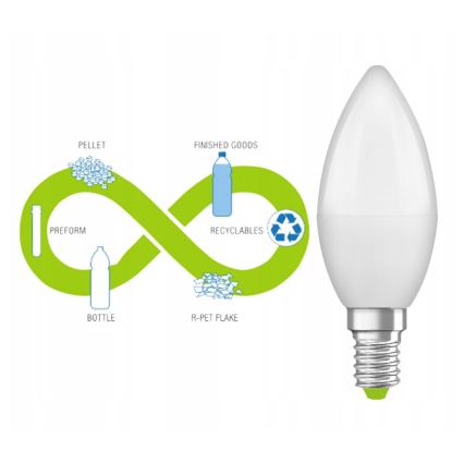 LED-Glühbirne aus recyceltem Kunststoff B40 E14/4,9W/230V 4000K - Ledvance