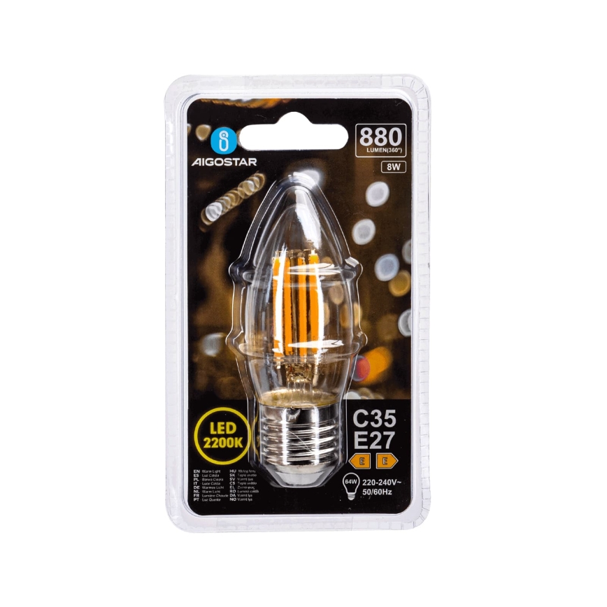 LED-Glühbirne FILAMENT C35 E27/8W/230V 2200K - Aigostar