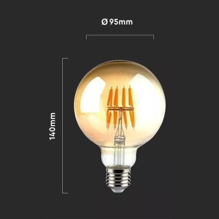 LED-Glühbirne FILAMENT G95 E27/8W/230V 2200K