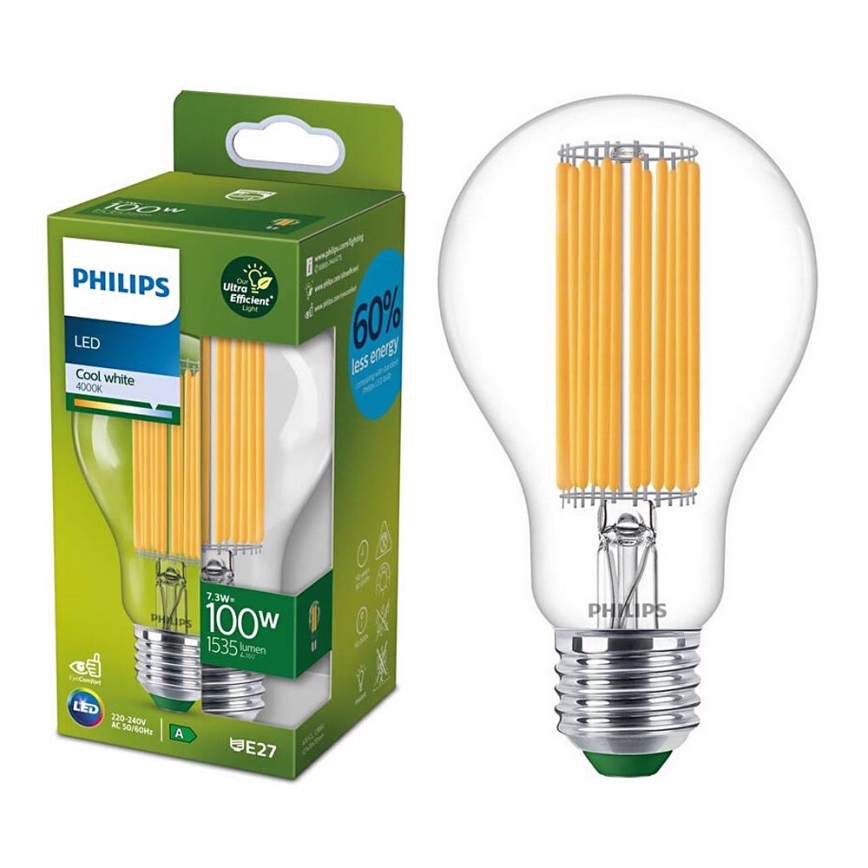 LED-Glühbirne FILAMENT Philips A60 E27/7,3W/230V 4000K