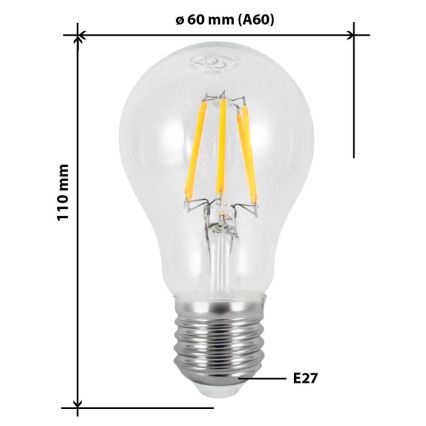 LED Glühbirne FILAMENT VINTAGE A60 E27/7W/230V 2700K