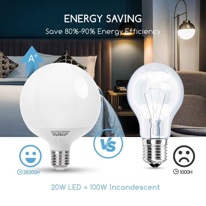 LED-Glühbirne G120 E27/20W/230V 6500K - Aigostar