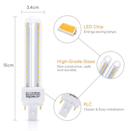 LED Glühbirne G24D-3/12W/230V 3000K - Aigostar