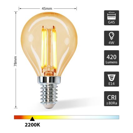 LED Glühbirne G45 E14/4W/230V 2200K - Aigostar