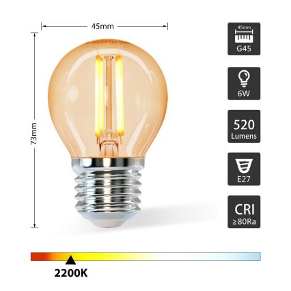 LED Glühbirne G45 E27/6W/230V 2200K - Aigostar