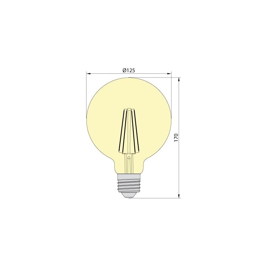 LED Glühbirne LEDSTAR AMBER G125 E27/8W/230V 2200K