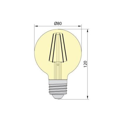 LED Glühbirne LEDSTAR AMBER G80 E27/8W/230V 2200K