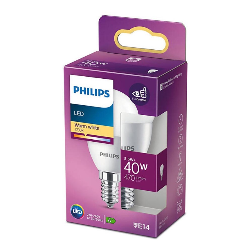 LED-Glühbirne Philips P45 E14/5,5W/230V 2700K