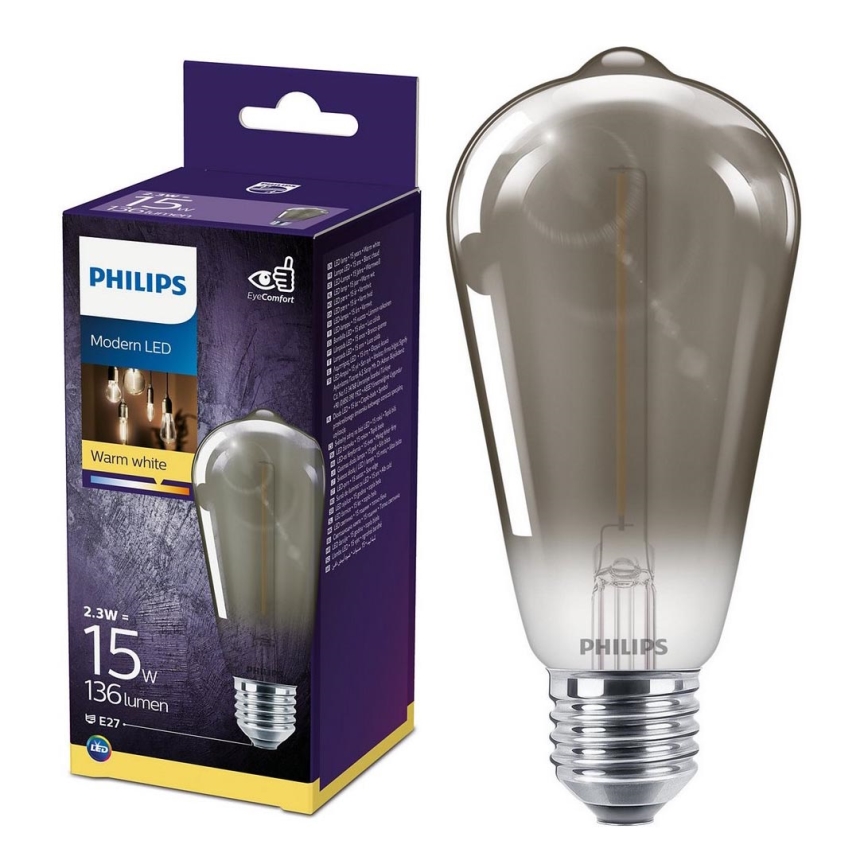 LED Glühbirne SMOKY VINTAGE Philips ST64 E27/2.3W/230V 2,700K