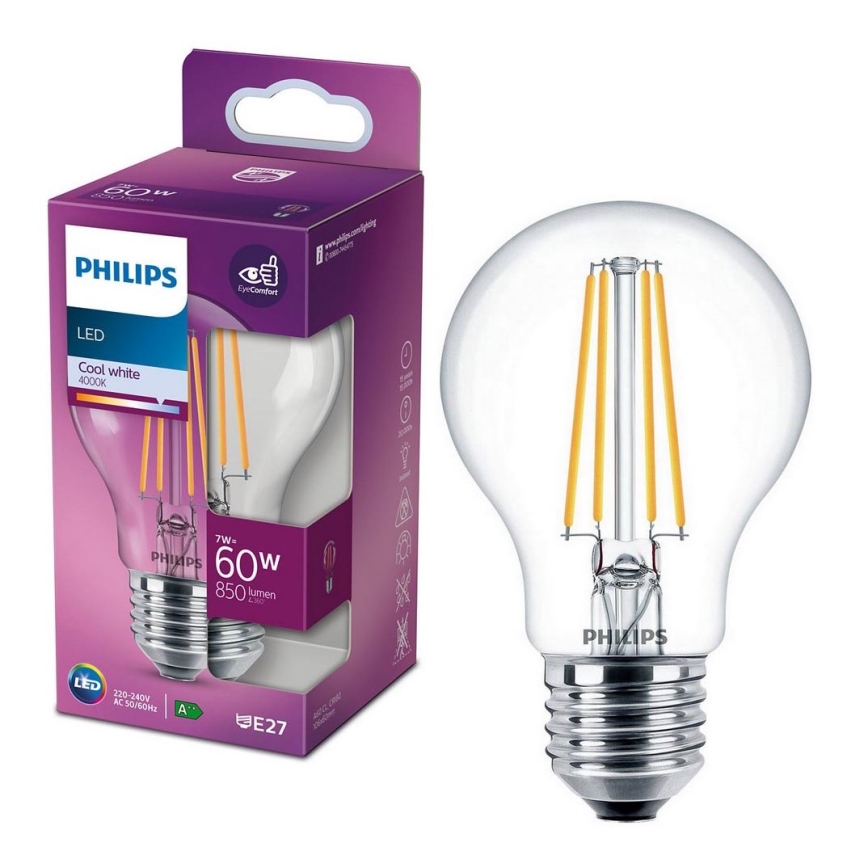 LED Glühbirne VINTAGE Philips A60 E27/7W/230V 4000K