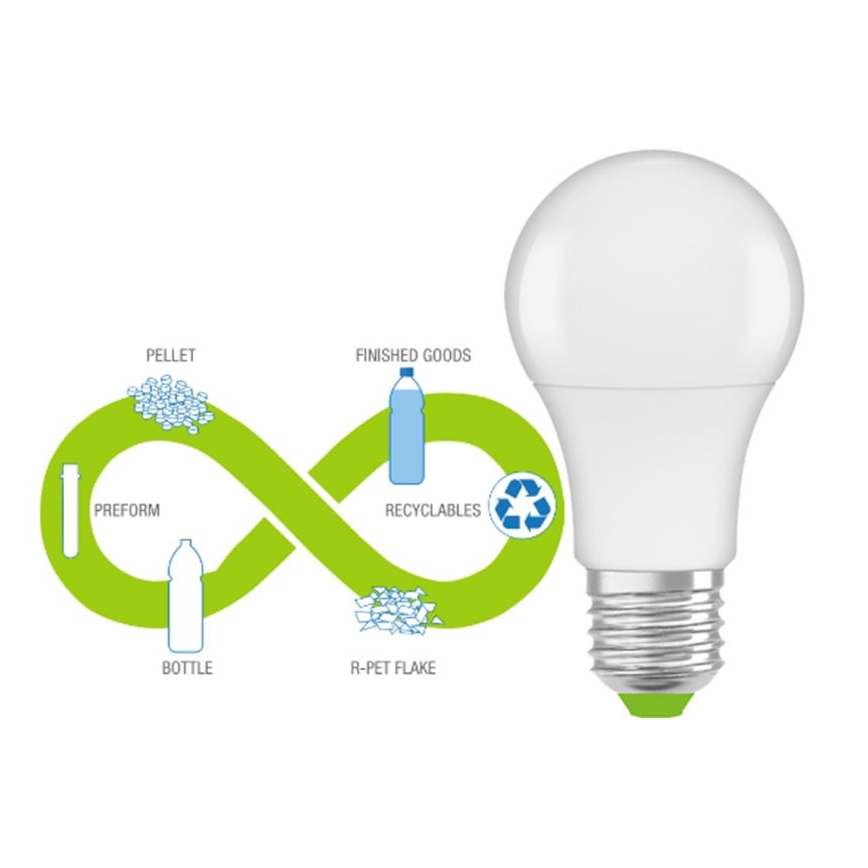 LED-Glühlampe aus recyceltem Kunststoff A60 E27/8,5W/230V 2700K - Ledvance