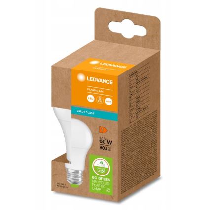 LED Glühlampe aus recyceltem Kunststoff A60 E27/8,5W/230V 4000K - Ledvance