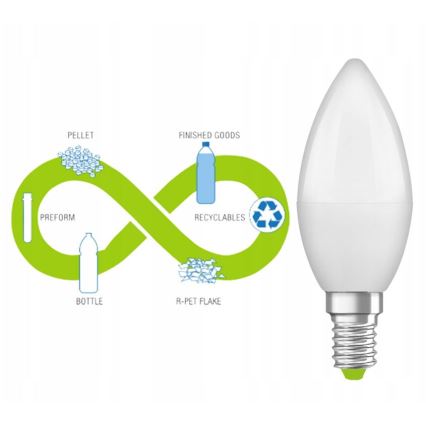 LED-Glühlampe aus recyceltem Kunststoff B40 E14/4,9W/230V 2700K - Ledvance