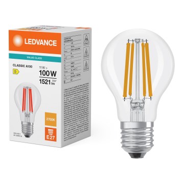 LED-Glühlampe CLASSIC FILAMENT A60 E27/11W/230V 2700K - Ledvance
