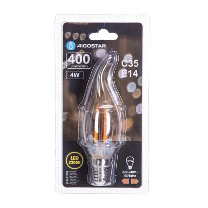 LED-Glühlampe FILAMENT C35 E14/4W/230V 2200K - Aigostar