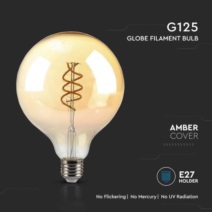 LED-Glühlampe FILAMENT G125 E27/6W/230V 1800K