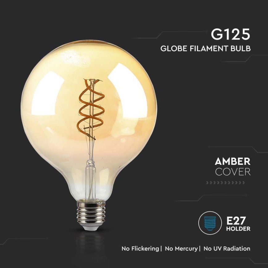 LED-Glühlampe FILAMENT G125 E27/6W/230V 1800K