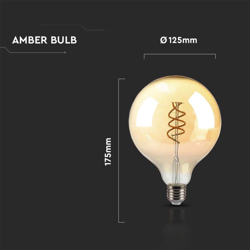 LED-Glühlampe FILAMENT G125 E27/6W/230V 1800K