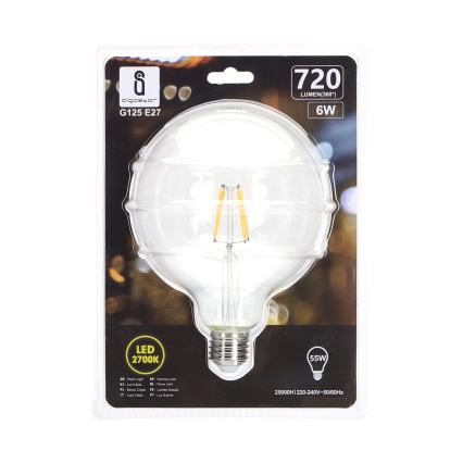 LED-Glühlampe FILAMENT G125 E27/6W/230V 2700K - Aigostar