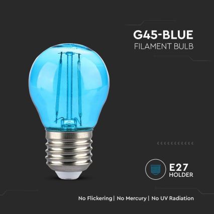 LED-Glühlampe FILAMENT G45 E27/2W/230V blau