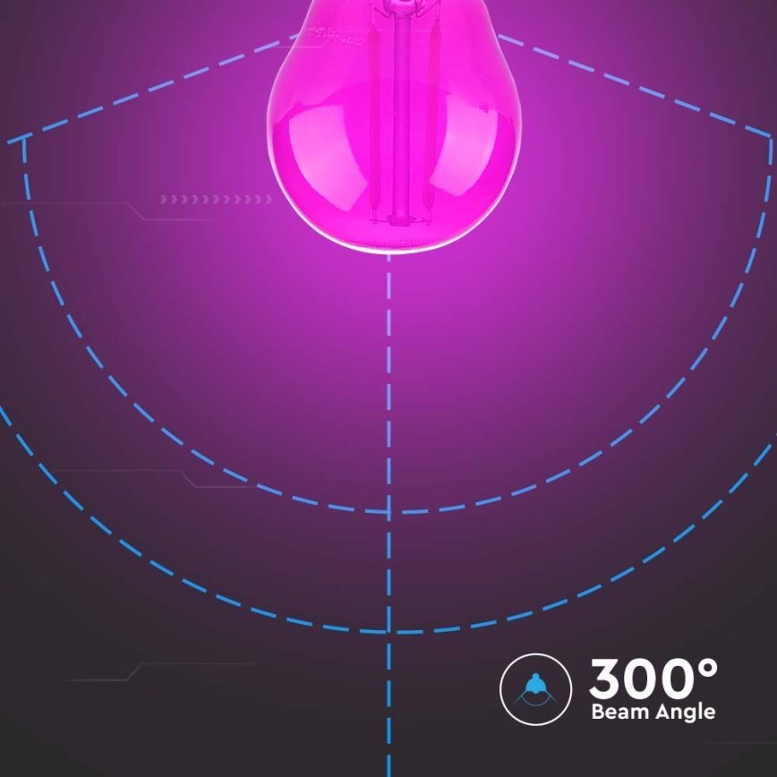 LED-Glühlampe FILAMENT G45 E27/2W/230V pink