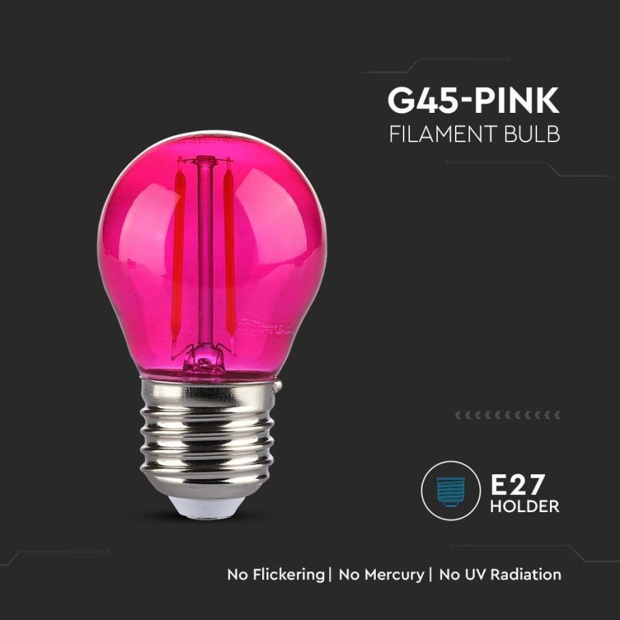 LED-Glühlampe FILAMENT G45 E27/2W/230V pink