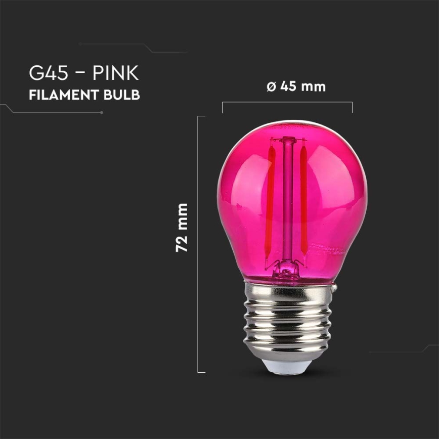LED-Glühlampe FILAMENT G45 E27/2W/230V pink