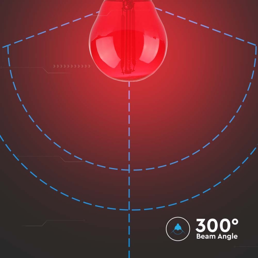 LED-Glühlampe FILAMENT G45 E27/2W/230V rot