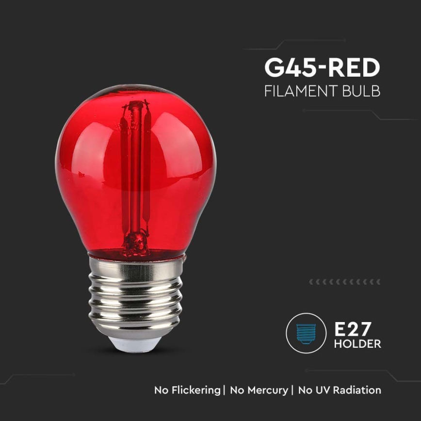 LED-Glühlampe FILAMENT G45 E27/2W/230V rot