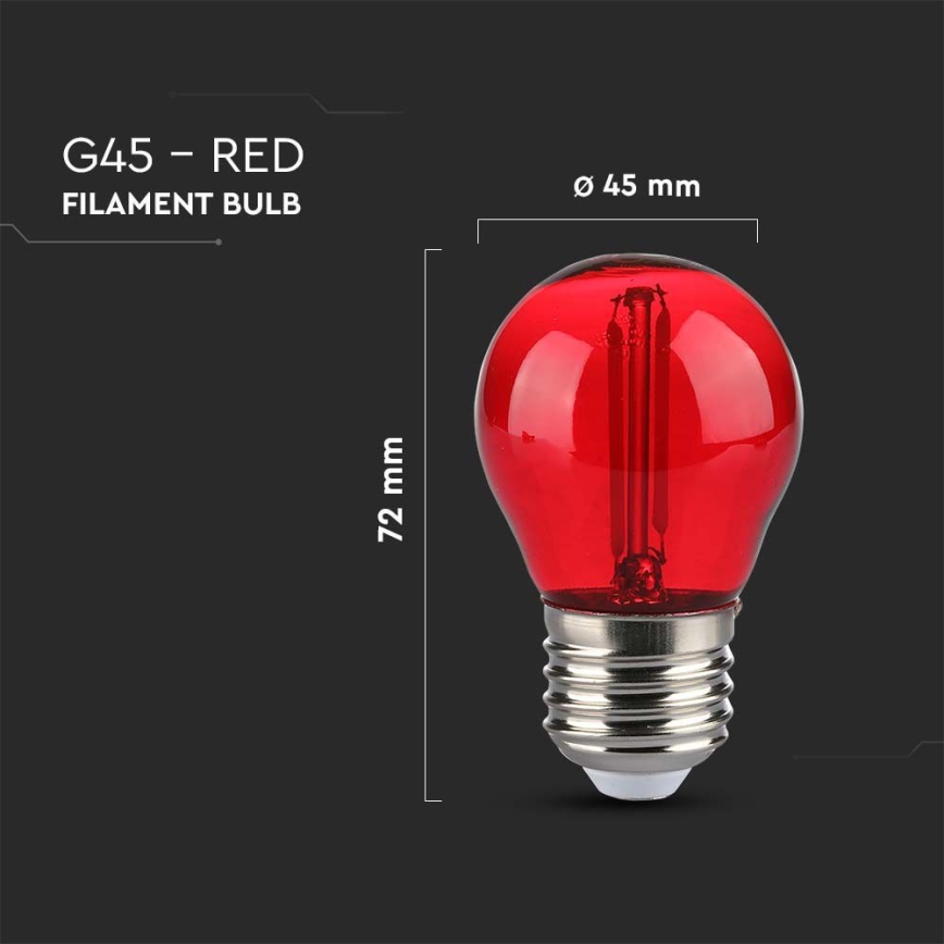 LED-Glühlampe FILAMENT G45 E27/2W/230V rot
