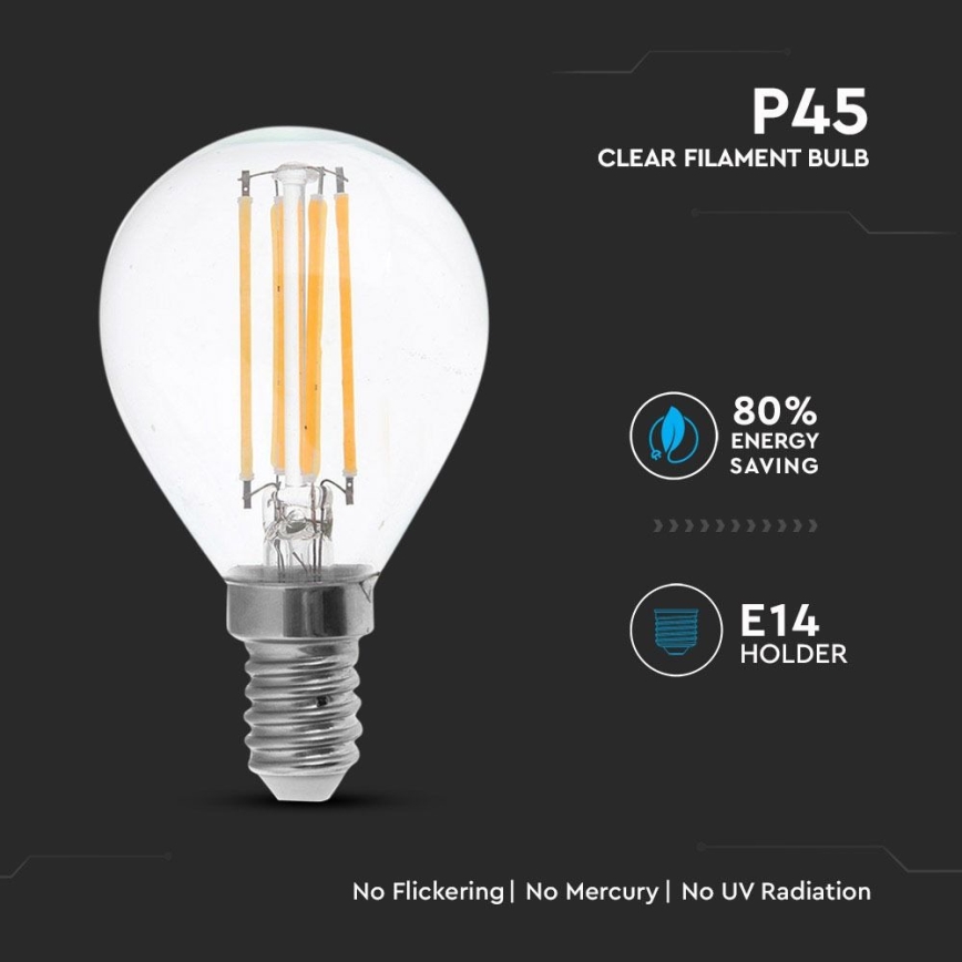 LED-Glühlampe FILAMENT P45 E14/4W/230V 4000K