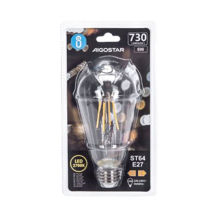 LED-Glühlampe FILAMENT ST64 E27/6W/230V 2700K - Aigostar