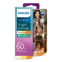 LED-Glühlampe Philips SCENE SWITCH VINTAGE A60 E27/7,5W/230V 2200K-2700K