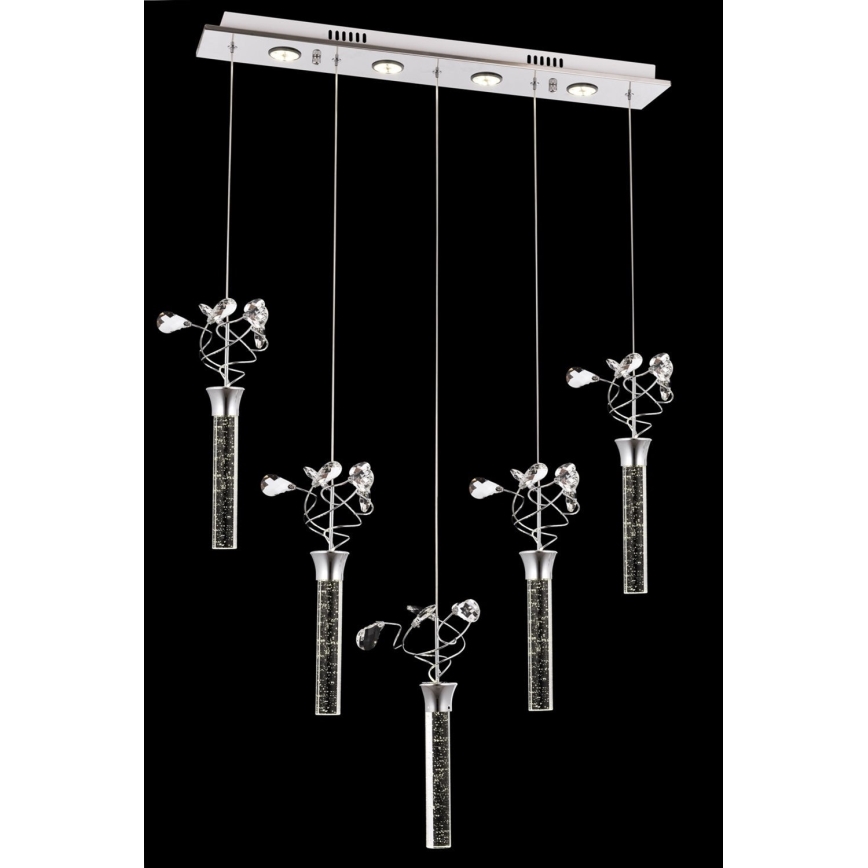 LED-Hängeleuchte an Drahtseil PIGEON 5xLED/6W/230V 6500K glänzender Chrom