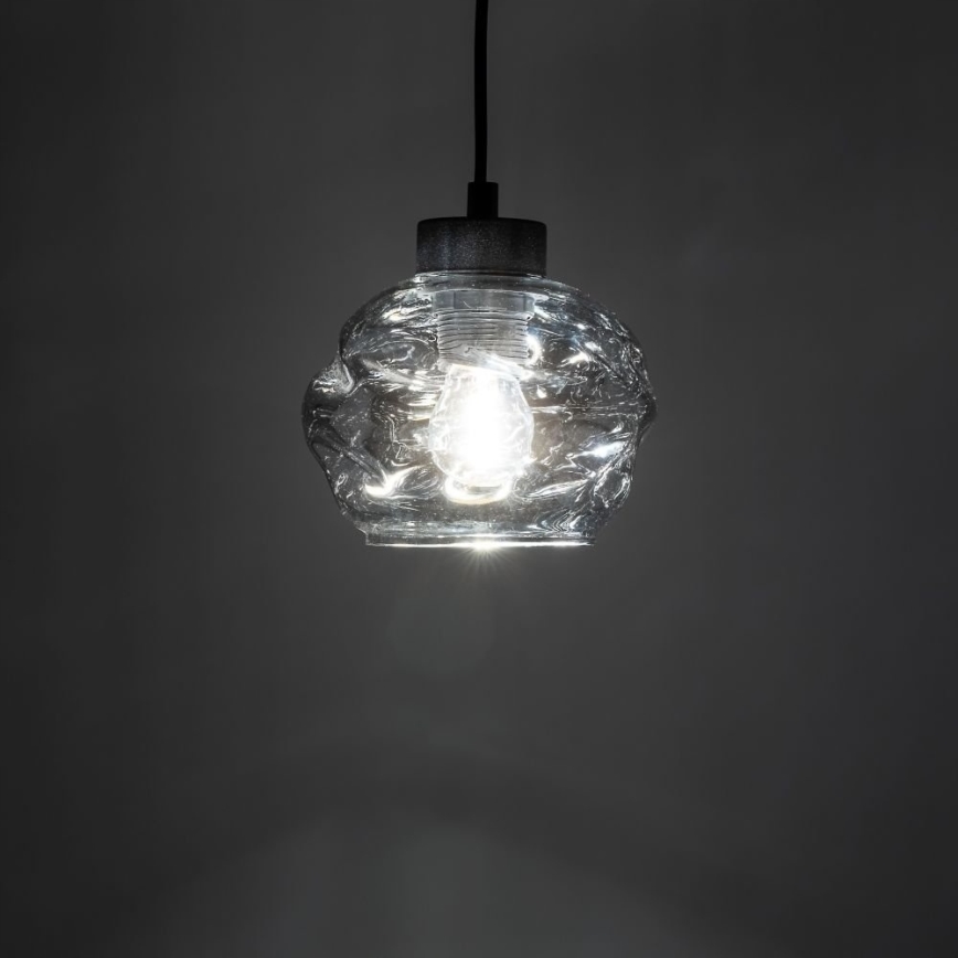 LED-Hängeleuchte an Drahtseil ZULIA 1xE27/15W/230V schwarz/rauchschwarz