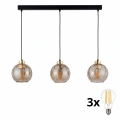LED-Hängeleuchte an Kabel DEVI 3xE27/15W/230V schwarz/rauchbeige