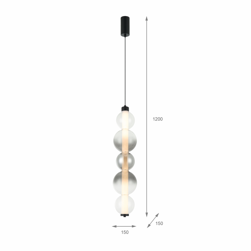 LED-Hängeleuchte an Kabel LUMMI LED/19W/230V schwarz/rauchfarben