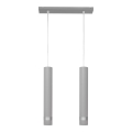LED Hängeleuchte an Kabel TUBA 2xGU10/4,8W/230V grau/glänzender Chrom