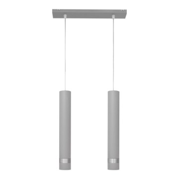 LED Hängeleuchte an Kabel TUBA 2xGU10/4,8W/230V grau/glänzender Chrom