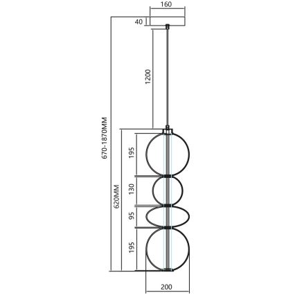 LED-Hängeleuchte an Schnur DAPHNE LED/36W/230V golden