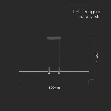 LED-Hängeleuchte an Schnur LED/19W/230V 3000K schwarz