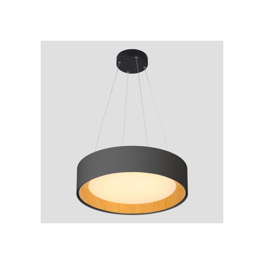 LED-Hängeleuchte an Schnur LED/30W/230V 3000K d 45 cm schwarz/Eiche