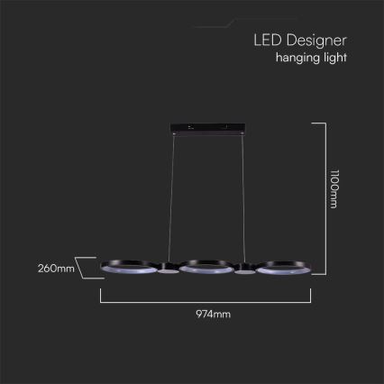 LED-Hängeleuchte an Schnur LED/38W/230V 4000K schwarz